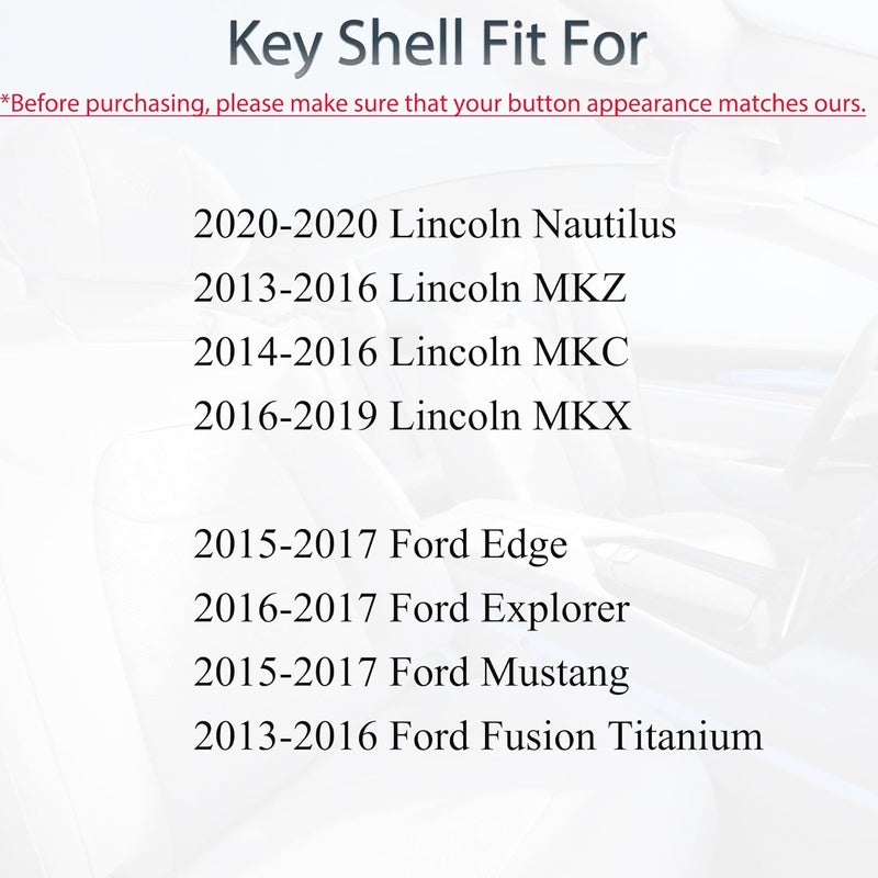 SUPALAND Key Fob Shell Case Replacement Fits for Ford Mustang Fusion Edge Explorer F150 F250 F350 Lincoln MKZ MKX MKC 2014-2017 Keyless Entry Remote Control 5 Button Pad Cover M3N-A2C31243300 - Image 2
